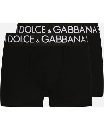 Dolce & Gabbana Two-pack Cotton Jersey Boxers - Black