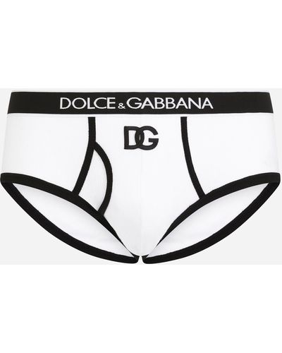 Dolce & Gabbana Fine-Rib Cotton Brando Briefs With Dg Patch - Mehrfarbig