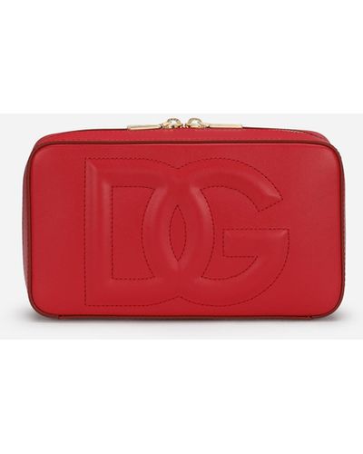 Dolce & Gabbana Bolso bandolera DG Logo Bag pequeño en piel de becerro - Rojo