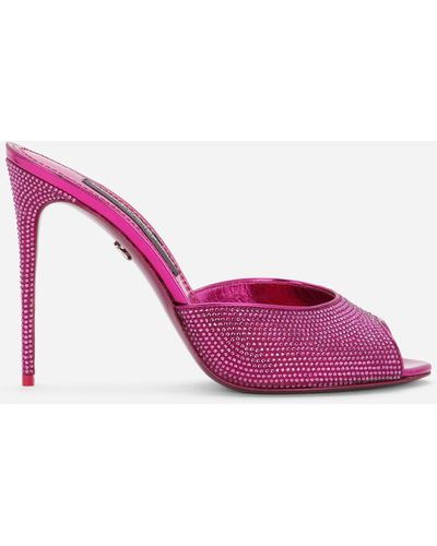 Dolce & Gabbana Mule aus Satin und Thermostrass - Pink