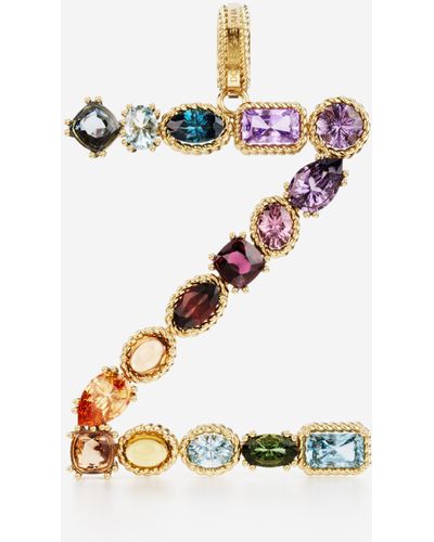 Dolce & Gabbana Charm Z Rainbow alphabet aus 18-karätigem Gelbgold mit mehrfarbigen Edelsteinen - Mettallic