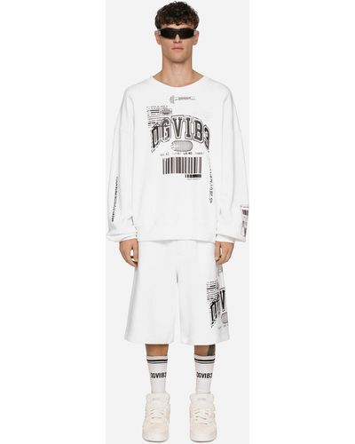 Dolce & Gabbana Sweat-shirt en jersey à imprimé DG VIB3 et logo - Blanc