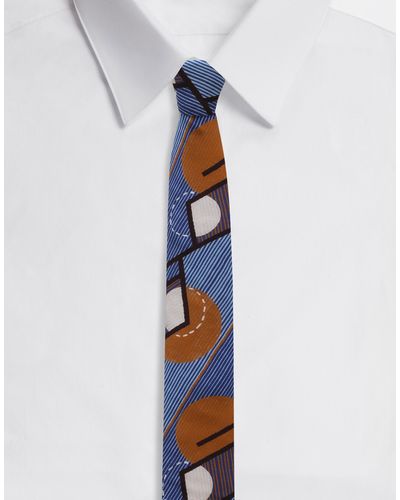 Dolce & Gabbana Cravatta in crepe di seta stampato - Blu