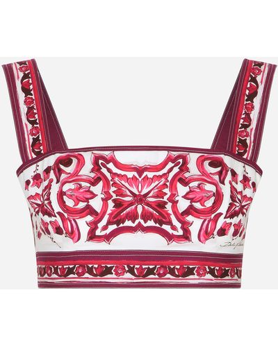 Dolce & Gabbana Majolica-print Poplin Top - Pink