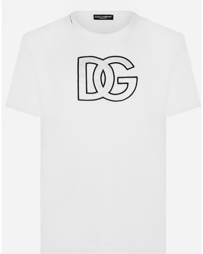 Dolce & Gabbana Baumwoll-T-Shirt Mit Dg-Patch - Weiß