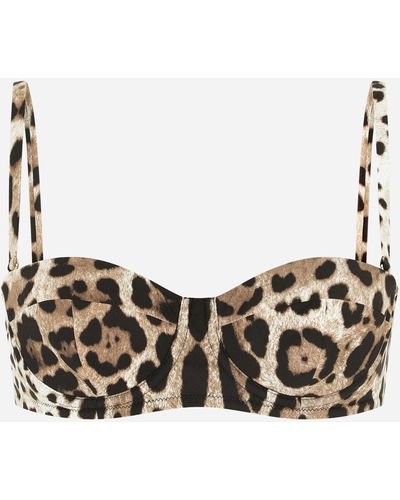 Dolce & Gabbana Sujetador de bikini balconette con estampado de leopardo - Multicolor