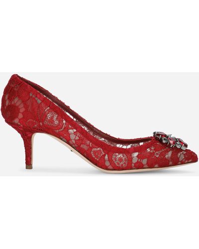 Dolce & Gabbana Pump in Taormina lace with crystals - Rot