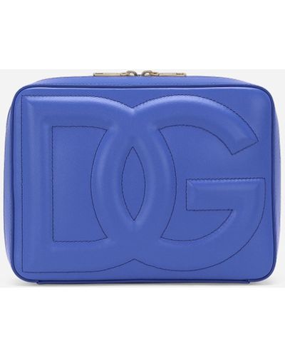 Dolce & Gabbana Mittelgroße Camera Bag DG Logo Bag aus Kalbsleder - Blau