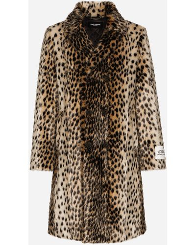 Dolce & Gabbana Lynx-effect Jacquard Faux Fur Coat - Multicolour