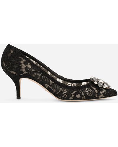 Dolce & Gabbana Lace rainbow pumps with brooch detailing - Weiß