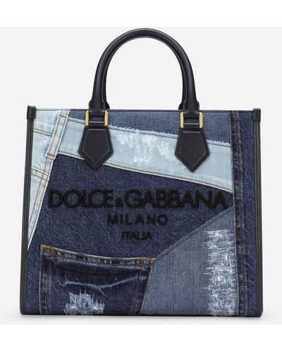 Dolce & Gabbana Denim shopper with embroidered logo - Blau