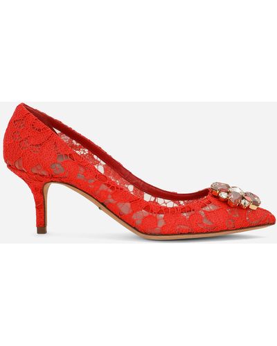 Dolce & Gabbana Pump in Taormina lace with crystals - Rojo