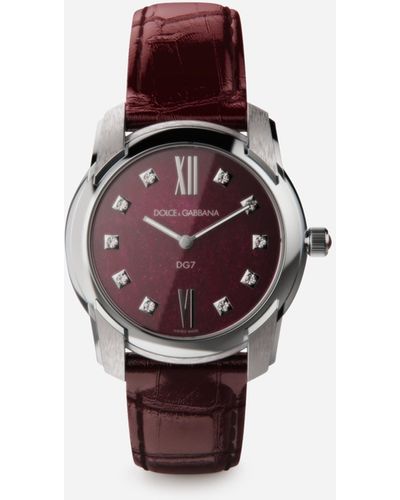 Dolce & Gabbana DG7 watch in steel with ruby and diamonds - Mehrfarbig