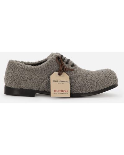 Dolce & Gabbana Faux Fur Derby Shoes - Grey