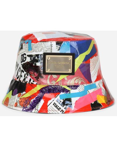 Dolce & Gabbana Sombrero de pescador con estampado a retales de periódicos - Naranja