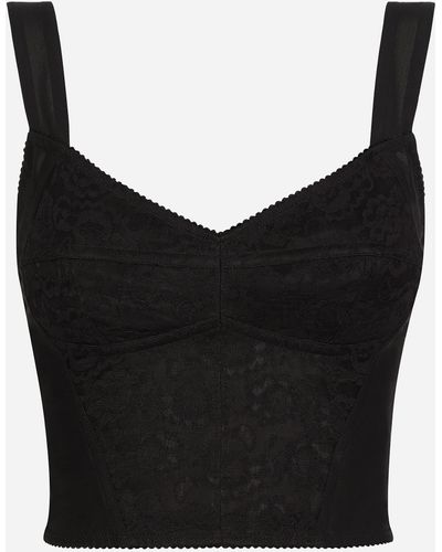 Dolce & Gabbana Shaper corset bustier top in jacquard and lace - Nero