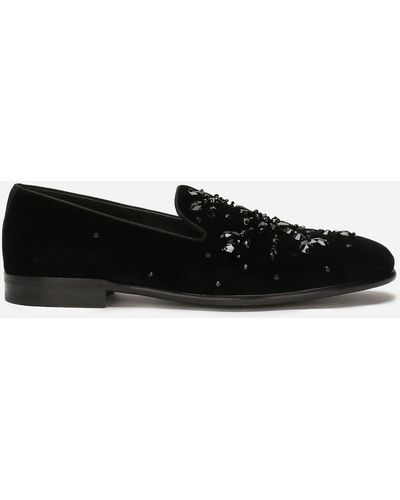 Dolce & Gabbana Velvet Slippers - Black