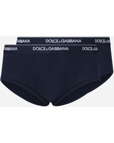 Dolce & Gabbana PACK DE 2 SLIPS BRANDO DE ALGODÓN ELÁSTICO - Azul
