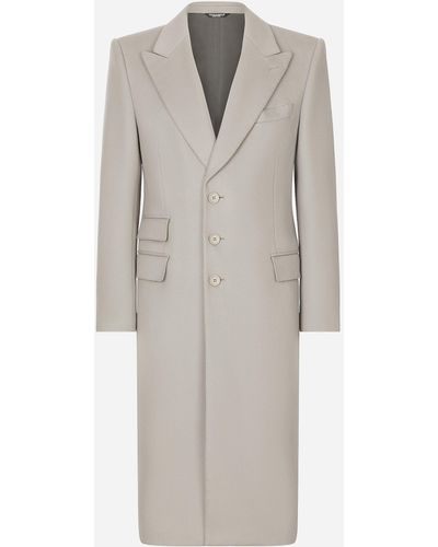 Dolce & Gabbana Manteau droit en double cachemire - Gris