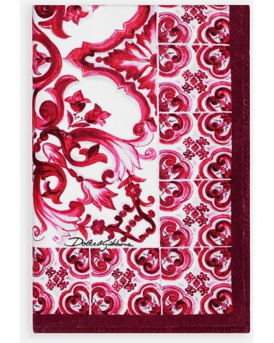 Dolce & Gabbana Majolica print terrycloth beach towel (114 x 185) - Rojo