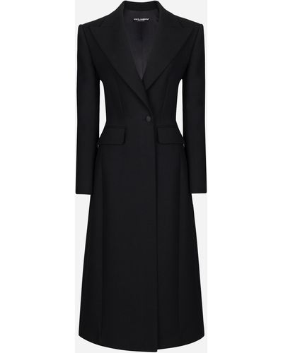 Dolce & Gabbana Long Single-breasted Wool Cady Coat - Black