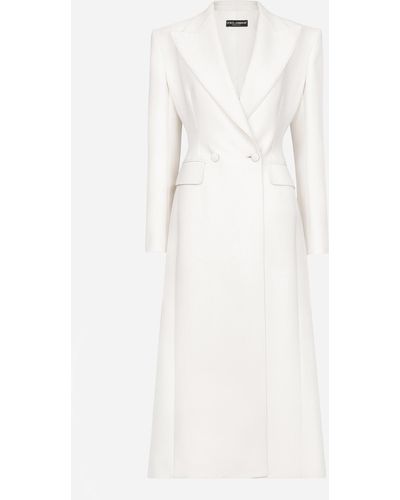 Dolce & Gabbana Doppelreihiger Mantel Aus Einer Wollmischung - Weiß