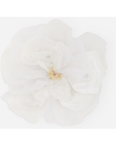 Dolce & Gabbana Alfiler con flor de seda - Blanco