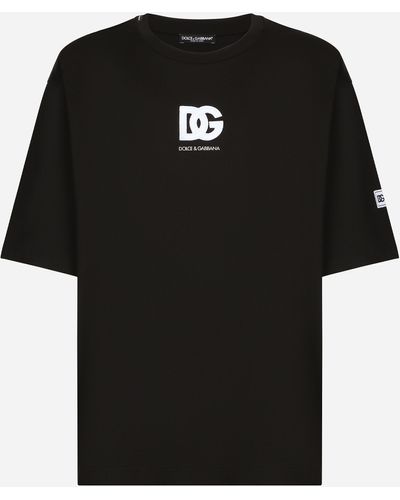 Dolce & Gabbana Short-sleeved T-shirt with DG logo patch - Negro