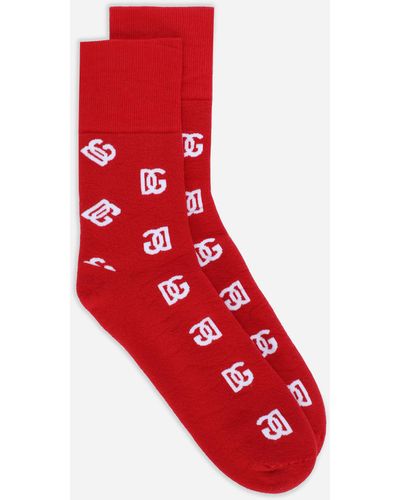 Dolce & Gabbana Chaussettes à logo en intarsia - Rouge