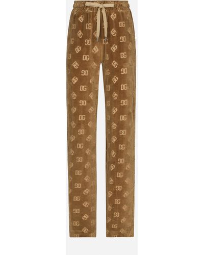 Dolce & Gabbana Chenille jogging Trousers With Jacquard Dg Logo - Natural