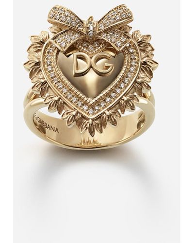 Dolce & Gabbana Barocco Ring In Yellow Gold And Rhodolite Garnet - White