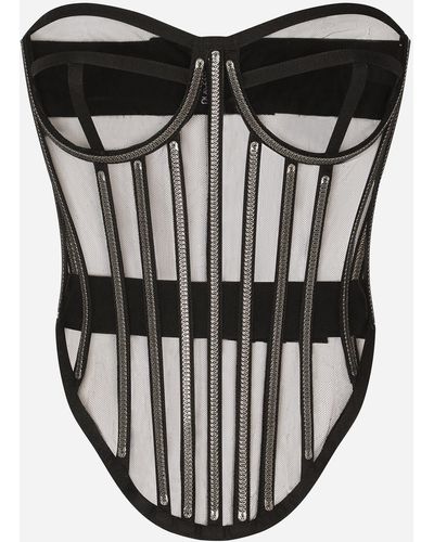 Dolce & Gabbana Korsett aus Tüll mit Stäben und vorgeformten Cups - Schwarz