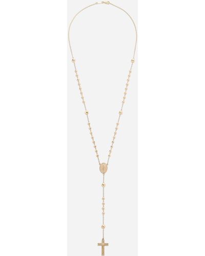 Dolce & Gabbana Tradition Yellow Gold Rosary Necklace - White