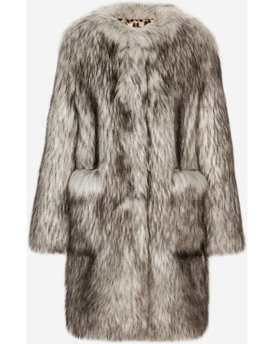 Dolce & Gabbana Cappotto in eco pelliccia effetto lupo - Multicolore