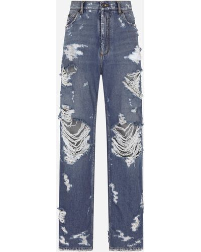 Dolce & Gabbana Ripped Denim Jeans - Blue