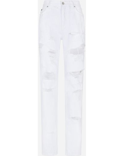 Dolce & Gabbana Jeans Boyfriend aus Denim mit Rissen - Weiß