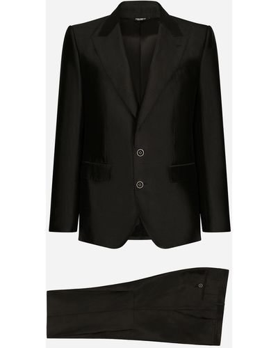 Dolce & Gabbana Einreihiger Anzug Sicilia aus Shantung-Seide - Schwarz