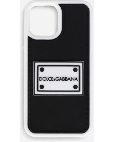 Dolce & Gabbana Funda iPhone 12 Pro max de goma con placa del logo - Multicolor