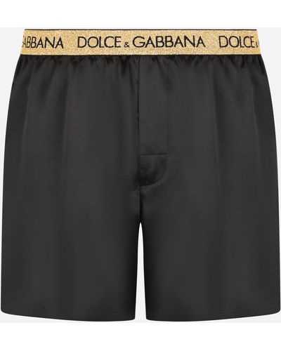 Dolce & Gabbana Silk satin boxer shorts with sleep mask - Negro