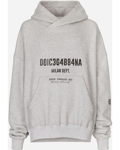 Dolce & Gabbana Jersey-Kapuzensweatshirt Logoprint - Grau