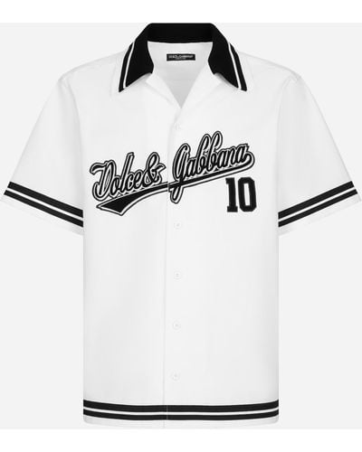 Dolce & Gabbana Cotton Hawaiian shirt with Dolce&Gabbana logo - Blanco