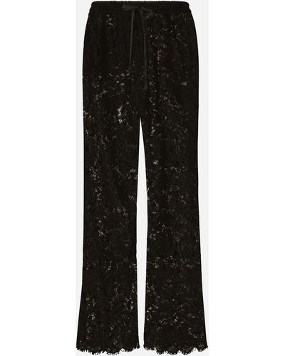 Dolce & Gabbana Pantalón de chándal en encaje cordonetto - Negro