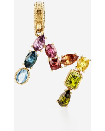 Dolce & Gabbana Charm M Rainbow alphabet aus 18-karätigem Gelbgold mit mehrfarbigen Edelsteinen - Weiß