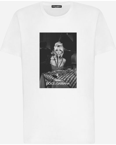 Dolce & Gabbana T-Shirt "Ciao, Kim" Pasta-Print - Weiß