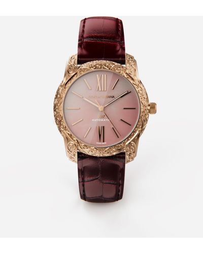 Dolce & Gabbana Dg7 Gattopardo Watch In Red Gold With Pink Mother Of Pearl - Multicolour