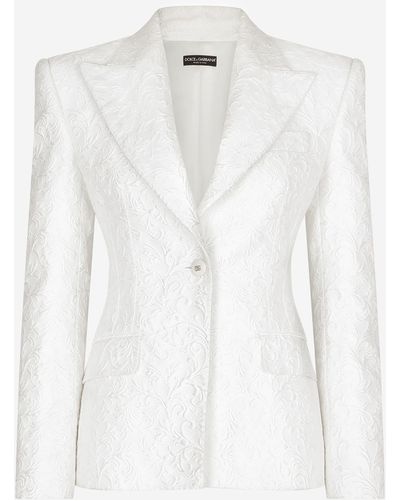 Dolce & Gabbana Turlington-Jacke aus Brokat - Weiß
