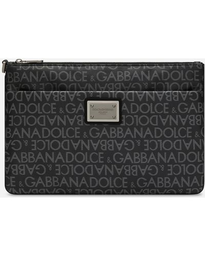 Dolce & Gabbana Pouch Bag aus beschichtetem Jacquard - Schwarz