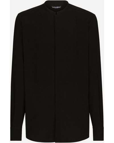 Dolce & Gabbana Camisa con cuello mao y plastrón - Negro