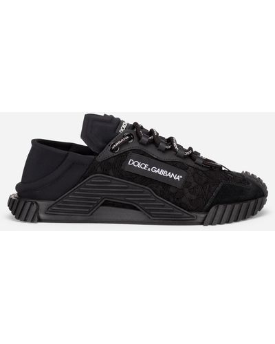 Dolce & Gabbana Ns1 Slip On Sneakers In Mixed Materials - Black