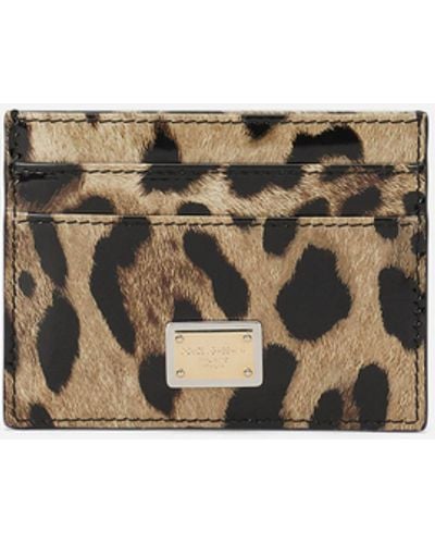 Dolce & Gabbana Leopard Print Leather Card Holder - Brown